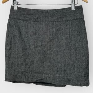 Banana Republic Mini Pencil Skirt I Petite 4P Gray Stretch Wool Spandex Academia